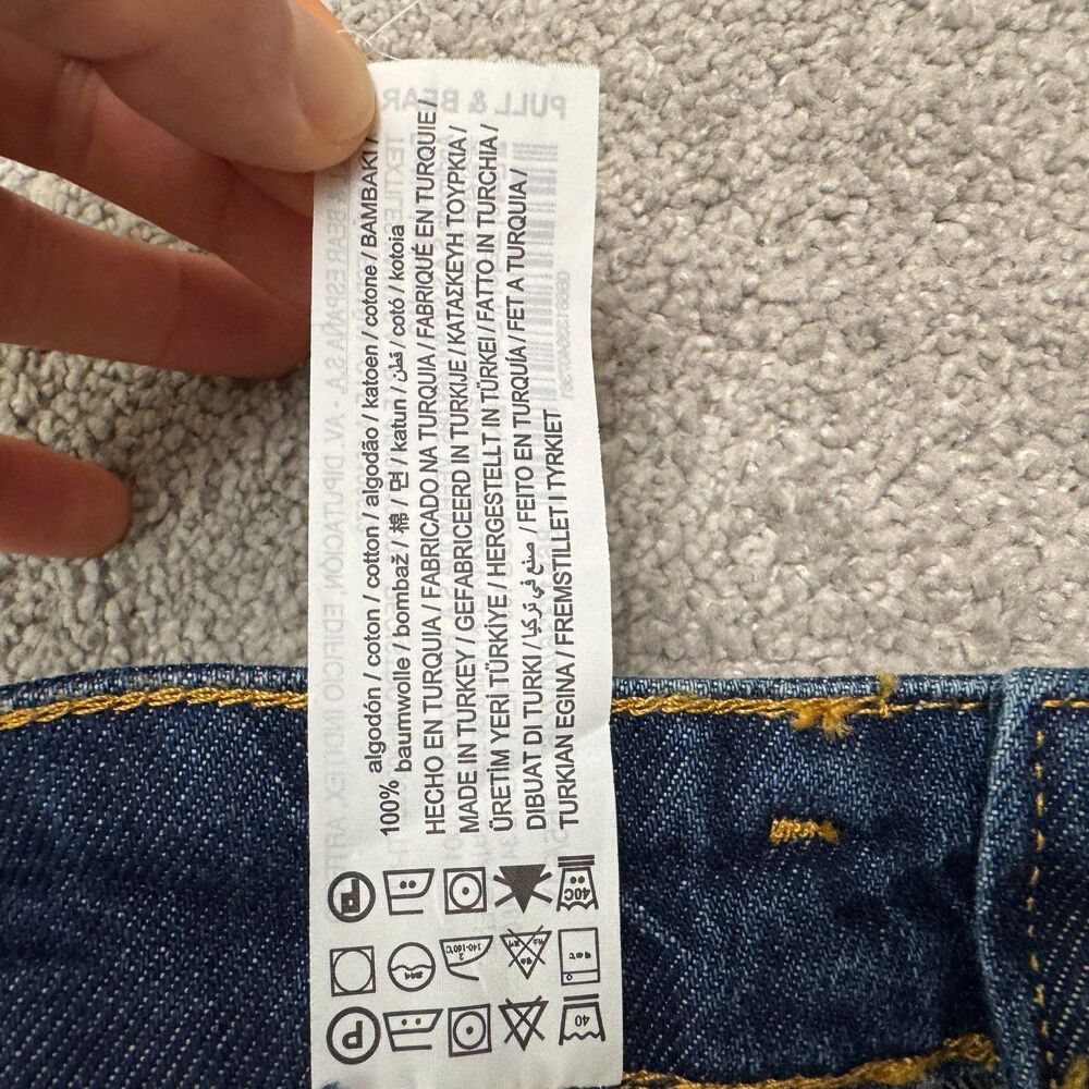 Pull & Bear Straight High Rise Full Length Denim Jeans Womens 4 26 Dark Blue NWT - Picture 10 of 16
